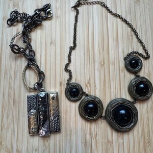 Rustic Black/Bronze/Gold Necklace Pair‎
